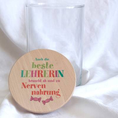 Glas Nervennahrung für beste Lehrer/in kunterbunt