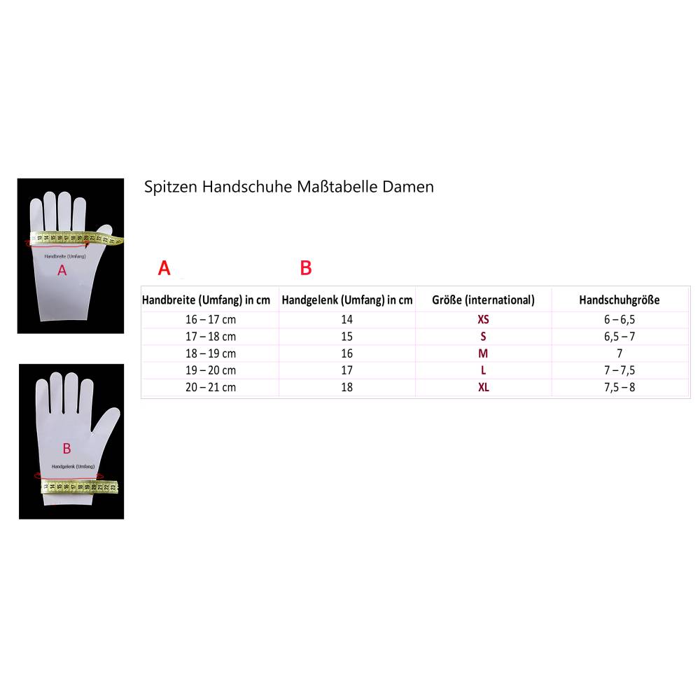 Schwarze Damen Spitzenhandschuhe fingerlos mit Daumen | elegante gothic  lolita Handschuhe mit schwarzer Schleife