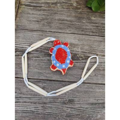 Vintage Kette im Indianerstil mit Schildkröten Anhänger