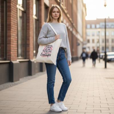 Stofftasche, Stoffbeutel mit Spruch: wenn das Leben dir eine Tasche gibt, geh einkaufen