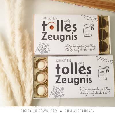 Toffifee-Banderole "Tolles Zeugnis" | Geschenk zum Zeugnis | 2 Varianten | mit und ohne ausschneidbarem O
