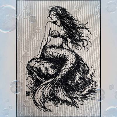 Ferberline Stickdatei Scribble Meerjungfrau Nerina ab 12x18cm in 3 Größen