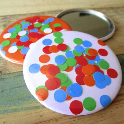 59mm Taschenspiegel, Konfetti, handgemacht.