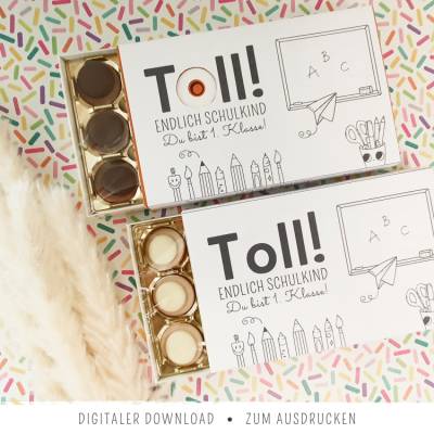 Toffifee-Banderole zur Einschulung "Toll! Endlich Schulkind - Du bist 1. Klasse" 