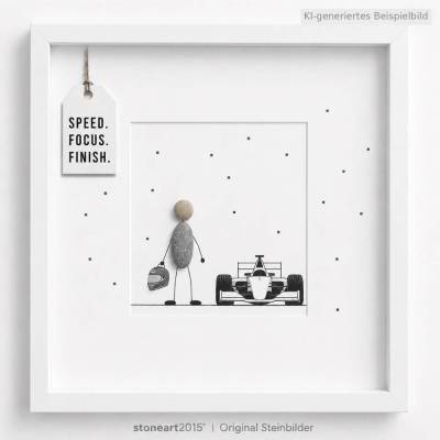 Steinbild Autorennen · Geschenk für Motorsport-Fan · personalisierbar · Kieselsteinbild · Rennsport Wandbild