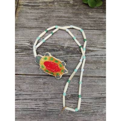 Vintage Kette im Indianerstil mit Schildkröten Anhänger
