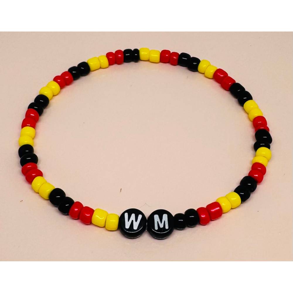 Deutschland Fan-Armband personalisiert – WM & EM Armband mit Wunschtext Handgefertigtes Perlenarmband Bild 3