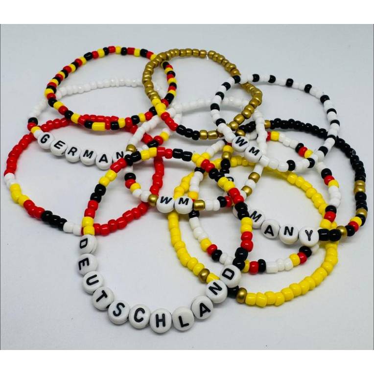 Deutschland Fan-Armband – Handgemachtes Perlenarmband in Schwarz Rot Gold – Germany, Deutschland oder WM Bild 1