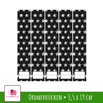 Ordnerrücken Aufkleber - Sternchen grau | 5 er Set Aufkleber für schmale Ordner 