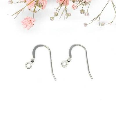 Ohrhaken aus Sterlingsilber 925, 15 mm mit dekorativer kleiner Kugel