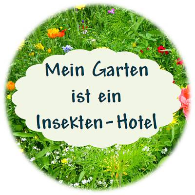 Digitale Sticker Vorlage: Garten Insektenhotel, 24 runde Etiketten (4cm), Avery L3415 oder Motivstanzer zum Ausdrucken