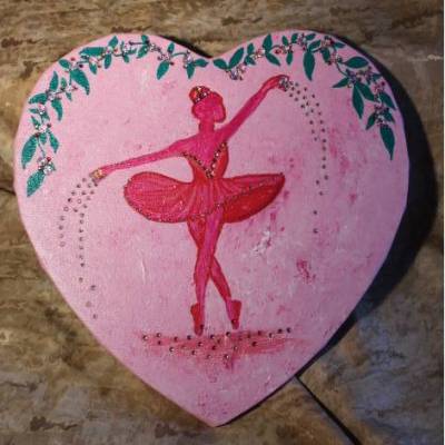 Acrylbild ROSENBALLERINA Gemälde Malerei herzförmiges Gemälde Geschenk Tänzerin Kunst Acrylmalerei Herz