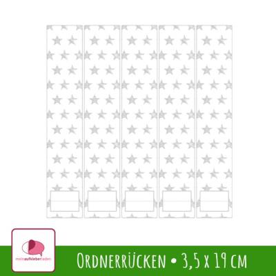 Ordnerrücken Aufkleber - Sternchen weiß | 5 er Set Aufkleber für schmale Ordner 