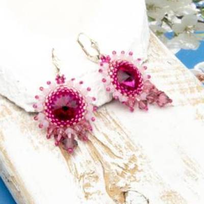elegante Ohrringe pink, Geburtstag, Festivität, Ohrhänger, Glasperlenschmuck, Geschenkidee, Unisex, handgemacht Unikat