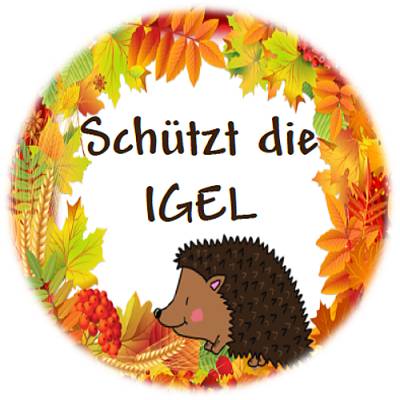 Digitale Sticker Vorlage: Schützt die Igel, 24 runde Etiketten (4cm), Avery L3415 oder Motivstanzer zum Ausdrucken