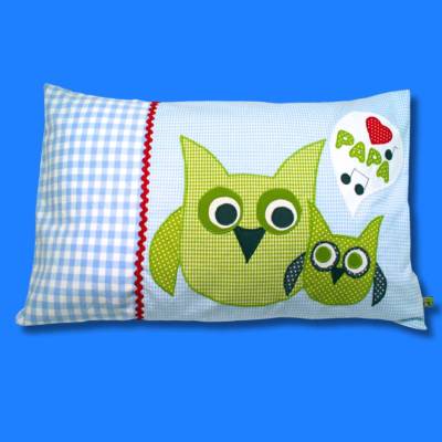 Kissenbezug für Papa 40x60cm blaues Kissen Eulen Geschenk für werdende & frischgebackene Väter – Wohnaccessoire Deko