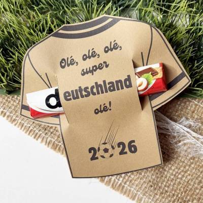 Fußball WM Fanartikel Geschenk PDF: Trikot Ole ole ole Schokolade DIY Mitgebsel für Fußballfans – Weltmeisterschaft 2026