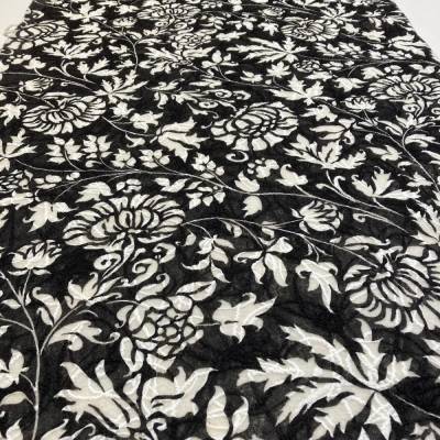 Coupon Fester Designer Struktur Stoff Schwarz Weiß Floral 2,8m – Steif