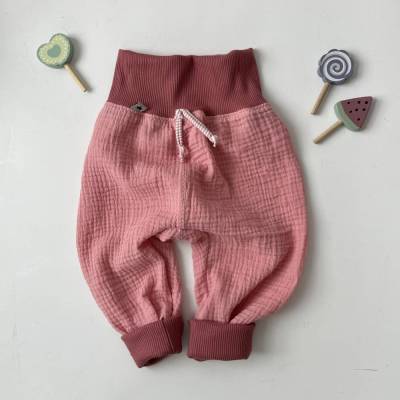 MUSSELIN Baby Hose BASIC ELFENROSA Mitwachshose von zimtblüte