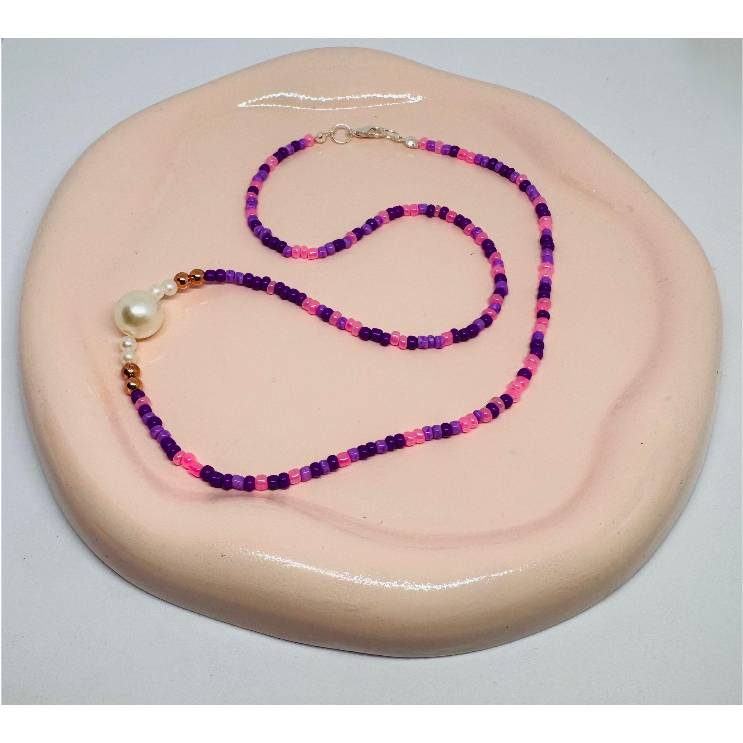 Handgemachtes Diamant Style Perlen Halsband – Boho Y2K Minimalistische Damen Halskette personalisierbar Bild 1