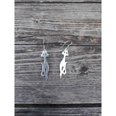 Vintage Ohrringe Katzen, silber