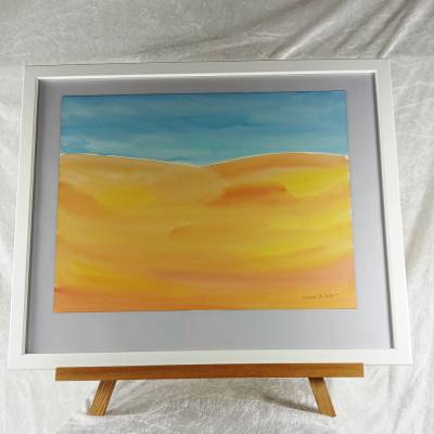 Stille der Wüste - Lichtlinie II, Original Gouache Bild, 31 x 41 cm