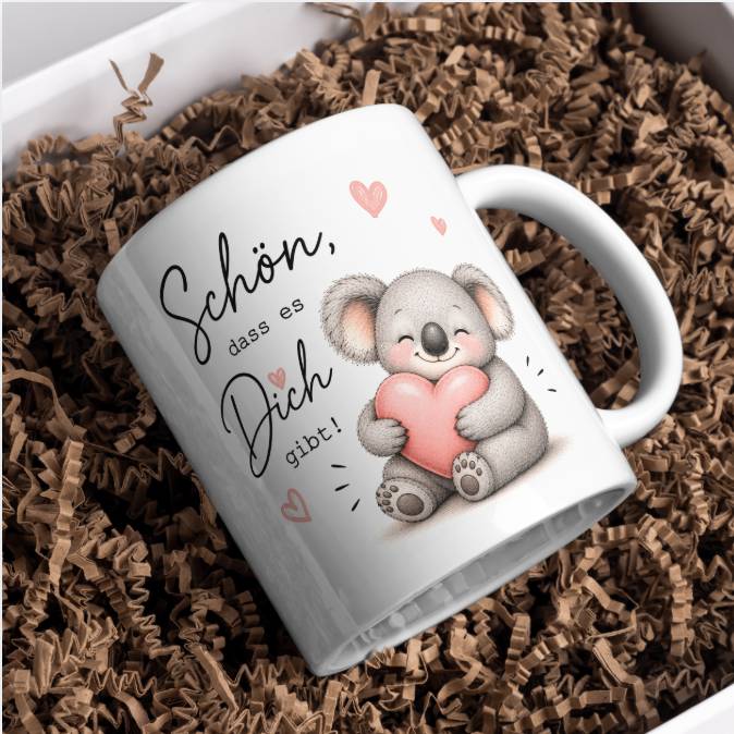 Schön, dass es Dich gibt Tasse – Süßer Koala mit Herz