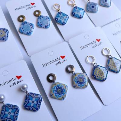 Kleiner Ohrring Mittelmeerfeeling – individuelle Stecker, UV-Harz versiegelt