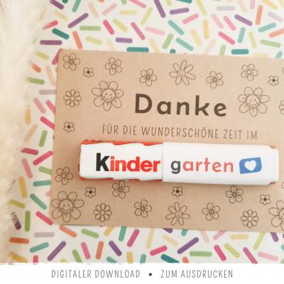 Kinderriegel-Karte zum Abschied im Kindergarten | Geschenk für Erzieherin | Dankeskarte zum Ausdrucken