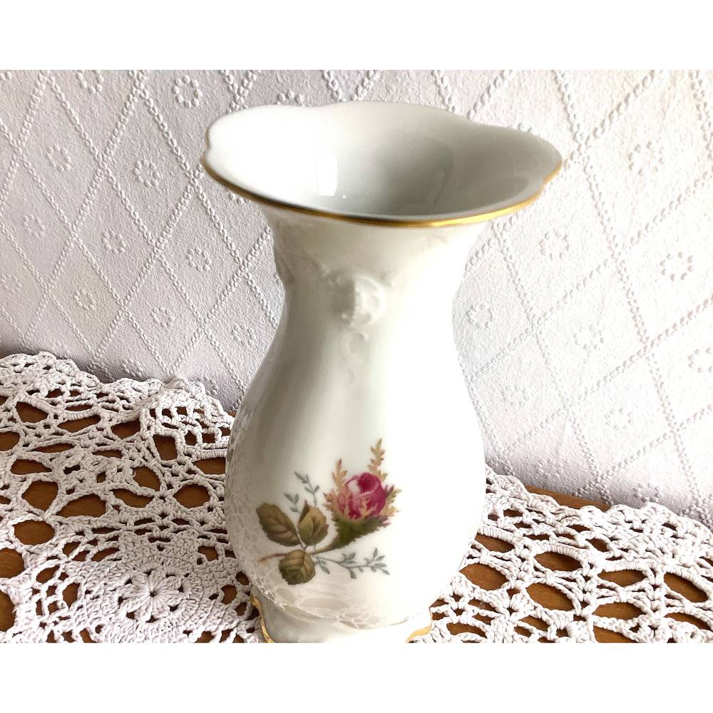 Vintage Rosenthal Vase Moosrose Classic Rose aus den 50er/60er Jahren