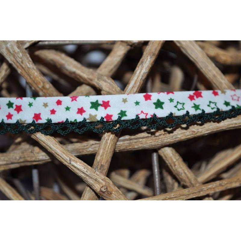 Schrgband Weihnachtsstern Hkelborte creme/grn
