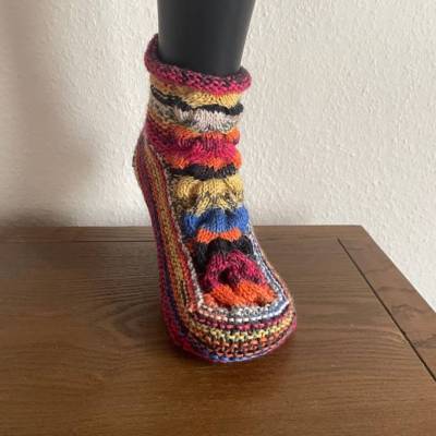 Stricksocken Gr. 41/42 handgestrickte Wollsocken mit mehr Weite, Saunasocke, Bettsocke, Multifunktionssocke, Geschenk