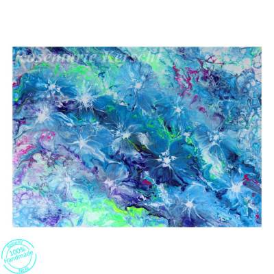 Fantasy Flowers Acryl Pouring Unikat – Neonfarben Leinwandbild 24 x 30 cm handgefertigt