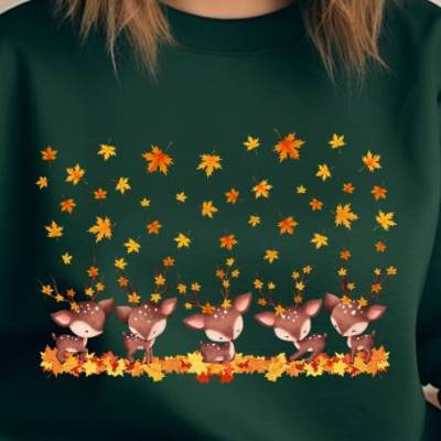 Autumn Deer Sweatshirt, Herbst Sweatshirt, Cottagecore Sweatshirt, Herbstblätter Sweatshirt, Reh Sweatshirt, Herbst