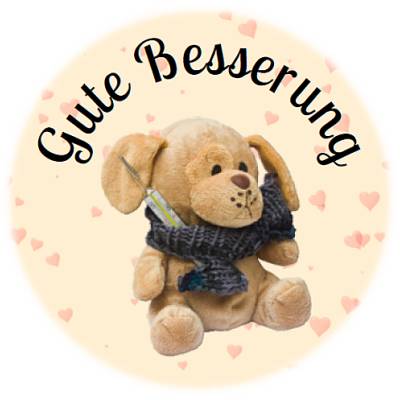 Digitale Sticker Vorlage: Gute Besserung | 24 runde Etiketten (4cm) | Für Avery 40-RND oder Motivstanzer zum Ausdrucken