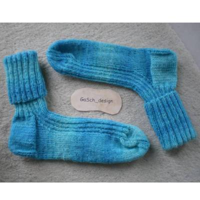 Handgestrickte Damensocken Größe 39/40 | *Pool* | Weiche Socken in Türkis