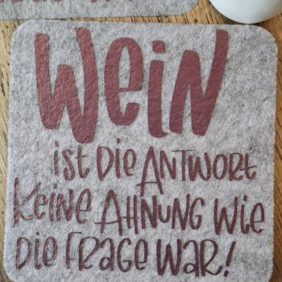 6er Set Untersetzer mit Spruch aus Filz