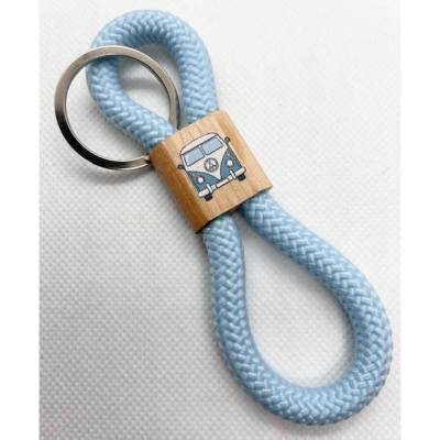 Schlüsselanhänger aus Segelseil/Segeltau, Holzzwischenstück, Kirschholz, Bulli