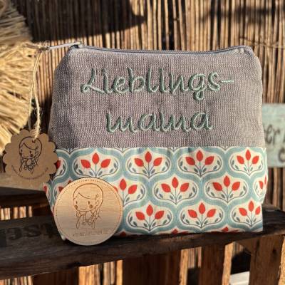 Schminktasche Lieblingsmama – Handgenähte Kosmetiktasche als Geschenk für Mama