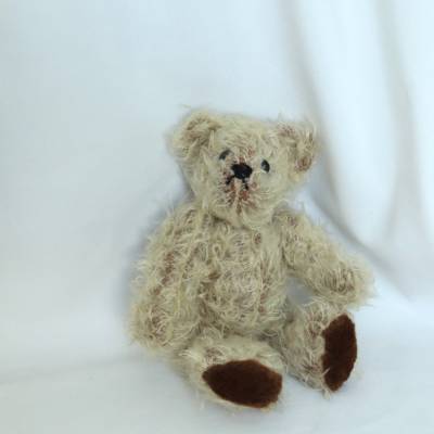 Vintage Teddy Bär Teddybär Zottel Creme Braun Langhaar Locken Spielzeug Shabby Handmade Bewegliche Gliedmaße Teddyfell