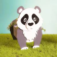 Panda Blumentopf Datei CDR und DXF PDF Vektor-Download für Laserschnitt Vektor CNC-Laser, Vektor-Dekoration, Laserschnit