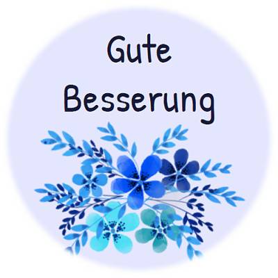Digitale Sticker Vorlage: Gute Besserung | 24 runde Etiketten (4cm) | Für Avery 40-RND oder Motivstanzer zum Ausdrucken