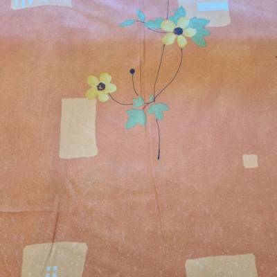 Leichter Dekostoff Blumen Orange