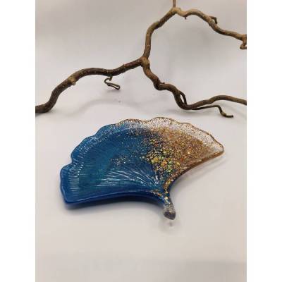 Ginkgoblatt „Bora Bora & Gold“ – Elegante Dekoschale / Schmuckablage