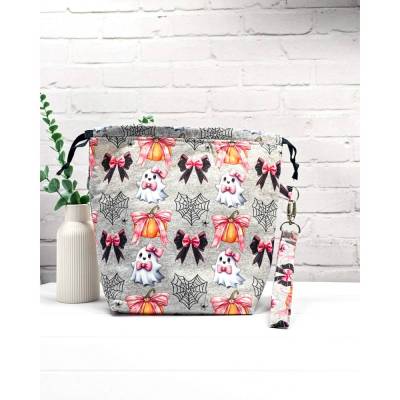 Projekttasche für Stricken Größe M | Projektbeutel | Stricktasche | Bobbeltasche - Halloween