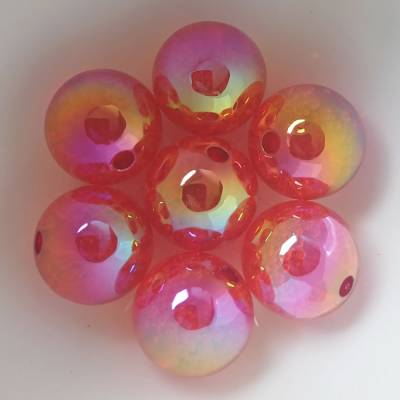 20 UV Pastell Regenbogen Acrylperlen 16mm rot crystal