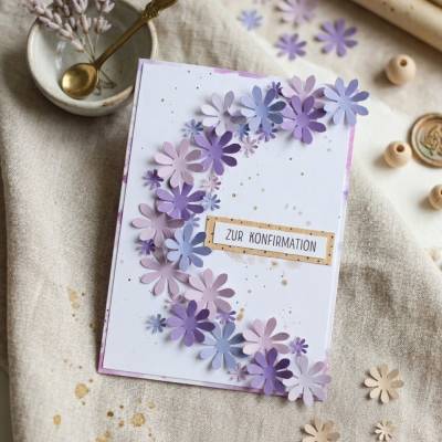 Glückwunschkarte zur Konfirmation "lila Blüten"