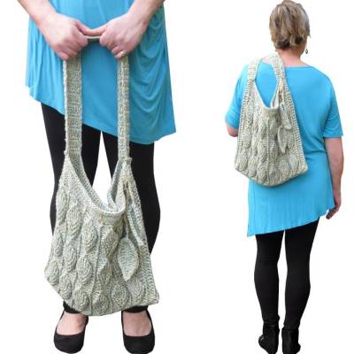 Schultertasche Blätter 3D Leaves Bag – Handgefertigter Shopper mit Blatt-Charms & breitem Riemen