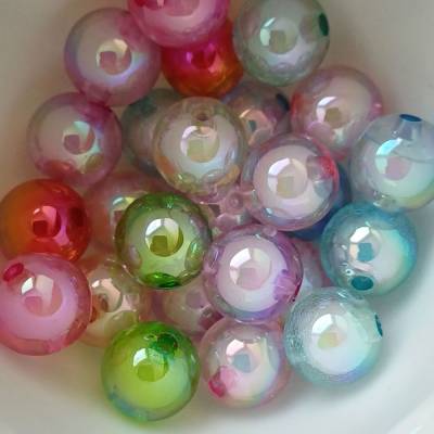 20 UV Pastell Regenbogen Acrylperlen 14mm Bunter Mmix