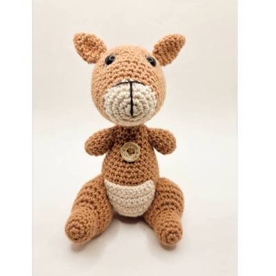 Gehäkeltes Känguru Karola (15 cm) | Hochwertiges Amigurumi aus Baumwolle | Handgefertigt als Geschenk und Dekoration